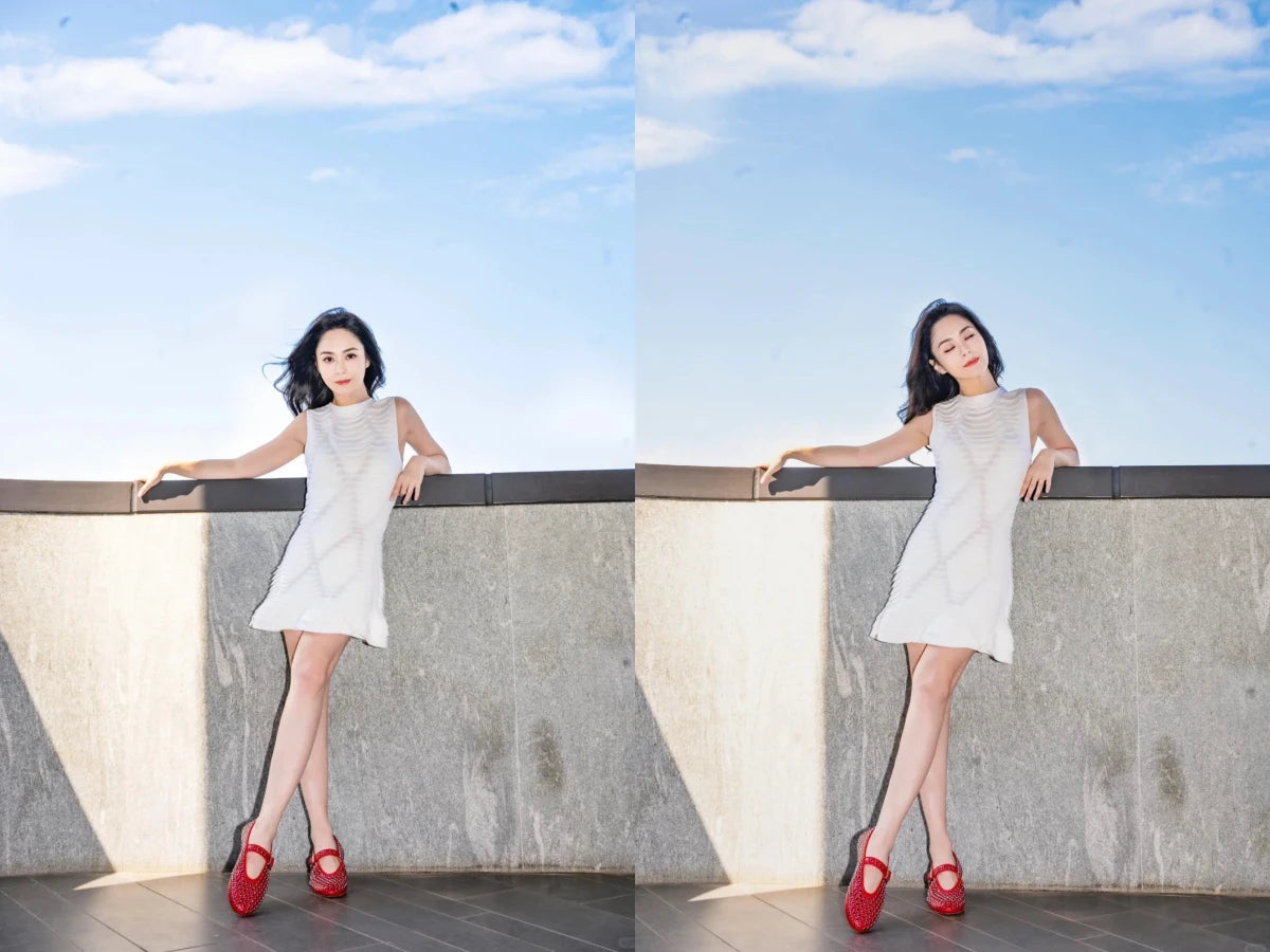 鍾欣潼阿嬌於沙灘吊床穿白色泳衣，示範211飲食法及減肥餐單後的瘦身成果與去水腫體態。