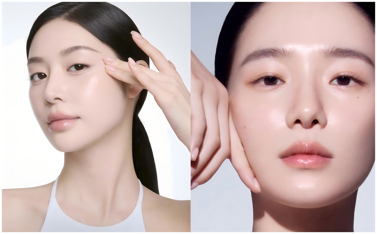 亞洲女生底妝光澤透亮展現無瑕肌膚 asian woman with flawless glowing foundation base