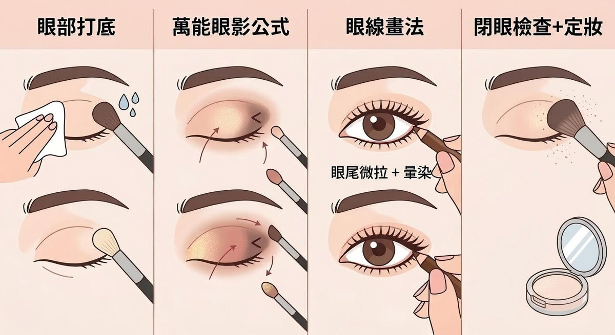 正確眼線眼影畫法教學新手4步打造精緻眼妝 Step by step eye makeup tutorial for beginners to create flawless eyeliner and eyeshadow look