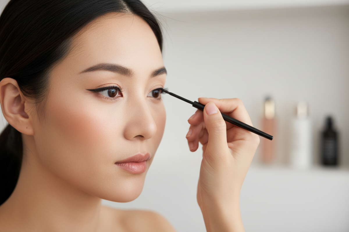 亞洲女性畫眼線