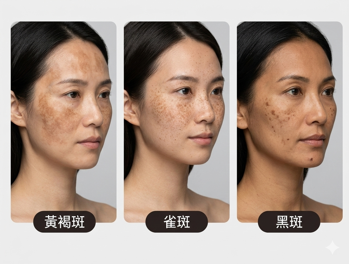 色斑種類比較 雀斑曬斑荷爾蒙斑光子嫩膚淡斑效果差異 | Pigmentation types comparison freckles sunspot melasma IPL treatment effectiveness